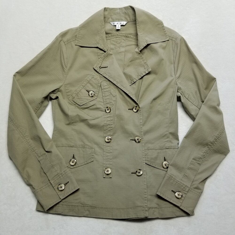 Cabi Womens Small Army Jacket Utility Safari Double Breasted Cotton Ripstop